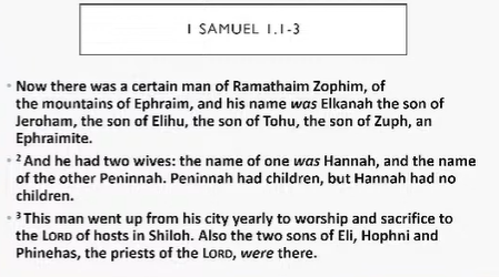 9/25/2023 Sunday Bible Class: 1 Samuel 1